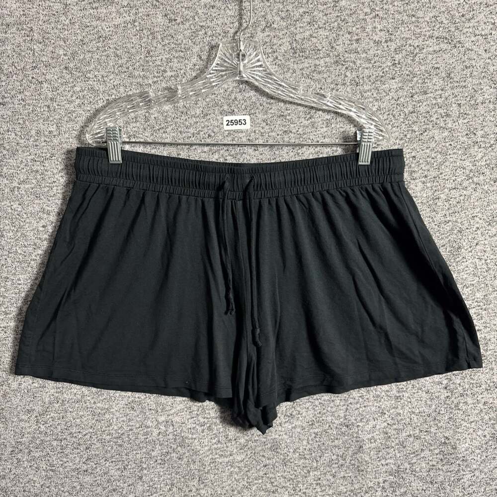 Nuuds Women's Size XXL Black Lightweight Stretch Drawstring Lounge Pajama Shorts